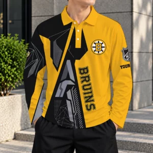 Limited Edition – Customized NHL Boston Bruins Men Long Sleeve Polo
