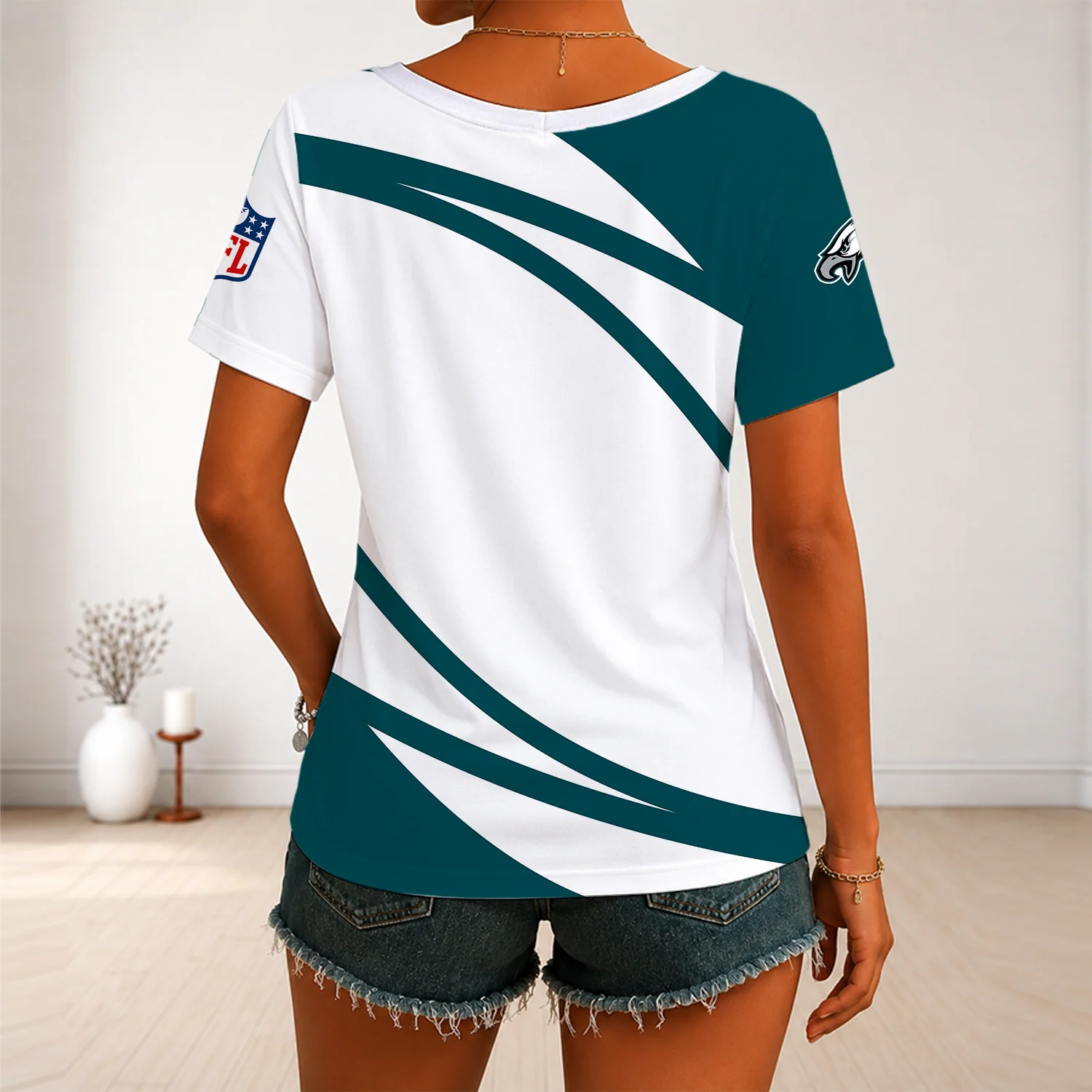 Limited Edition – Customized NFL Philadelphia Eagles V-Neck Female Shirt - Image 4