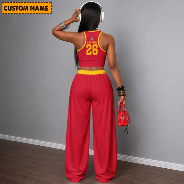 Limited Edition – Customized NFL Kansas City Chiefs Women’s Crop Top & Long Pants Set - Image 2