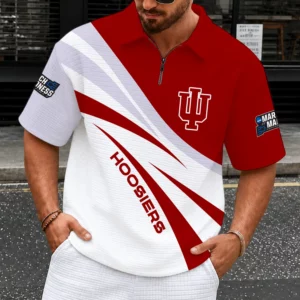 Limited Edition – Customized NCAA Indiana Hoosiers Quarter-Zip Polo Shirt