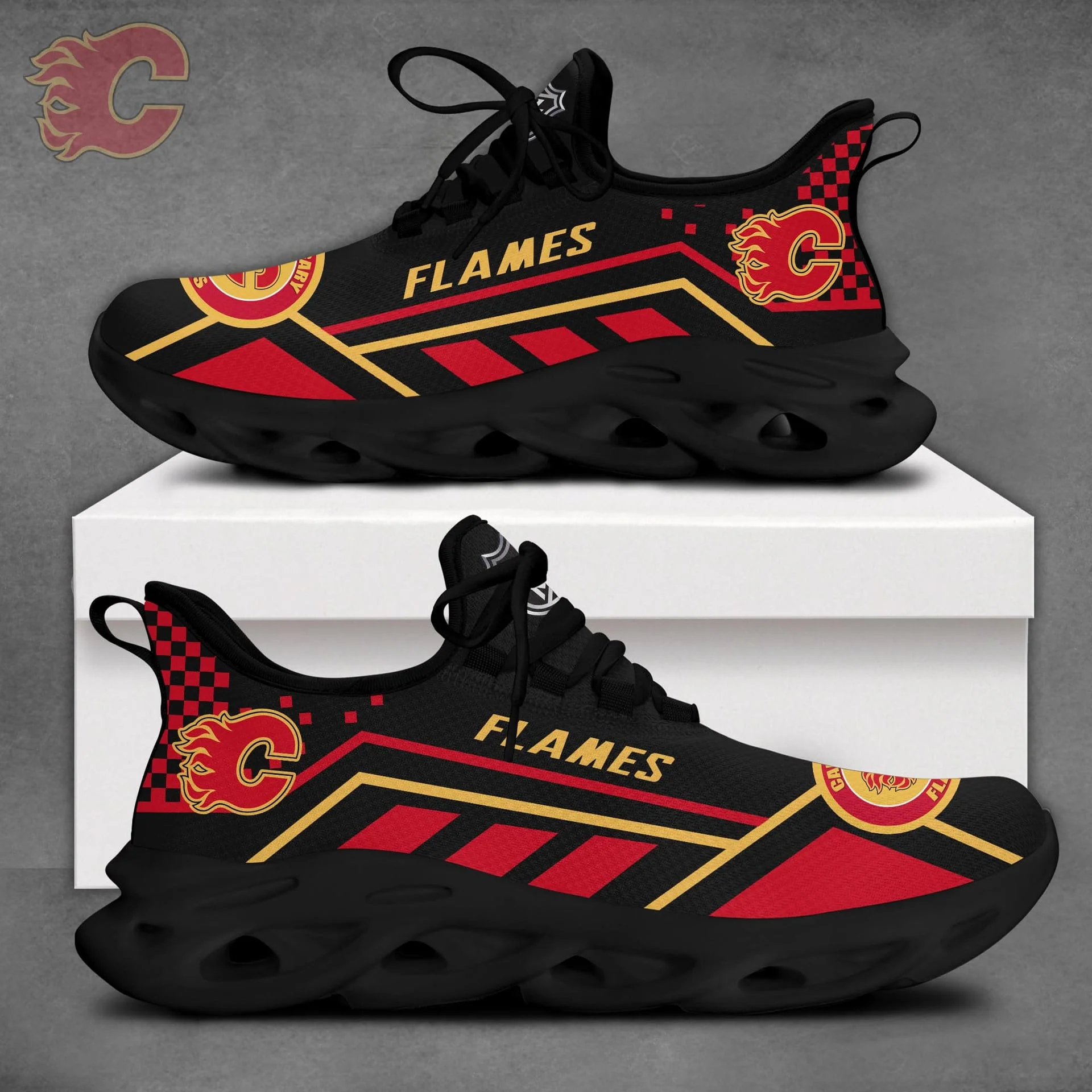 Limited Edition – Customized NHL Calgary Flames Max Soul Sneakers