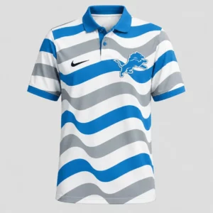 Limited Edition – Customized NFL Detroit Lions Striped Polo Shirt