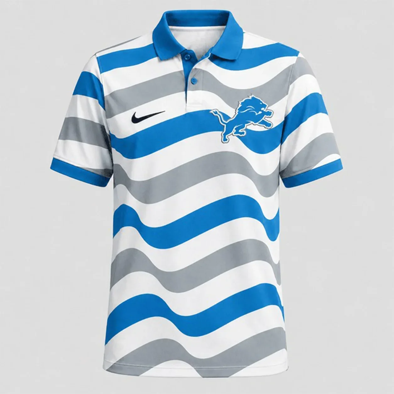 Limited Edition – Customized NFL Detroit Lions Striped Polo Shirt