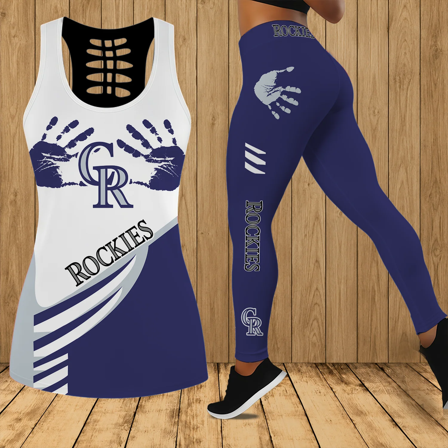 Limited Edition – Customized MLB Colorado Rockies Hollow Tank Top & Leggings Set