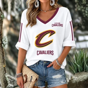 Limited Edition – Customized NBA Cleveland Cavaliers Women’s V-Neck Long Sleeve Shirt