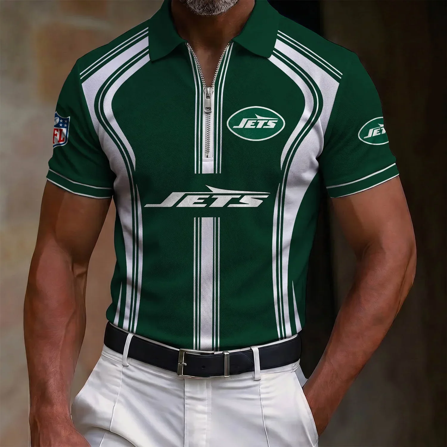 Limited Edition – Customized NFL New York Jets Zip Polo Shirt