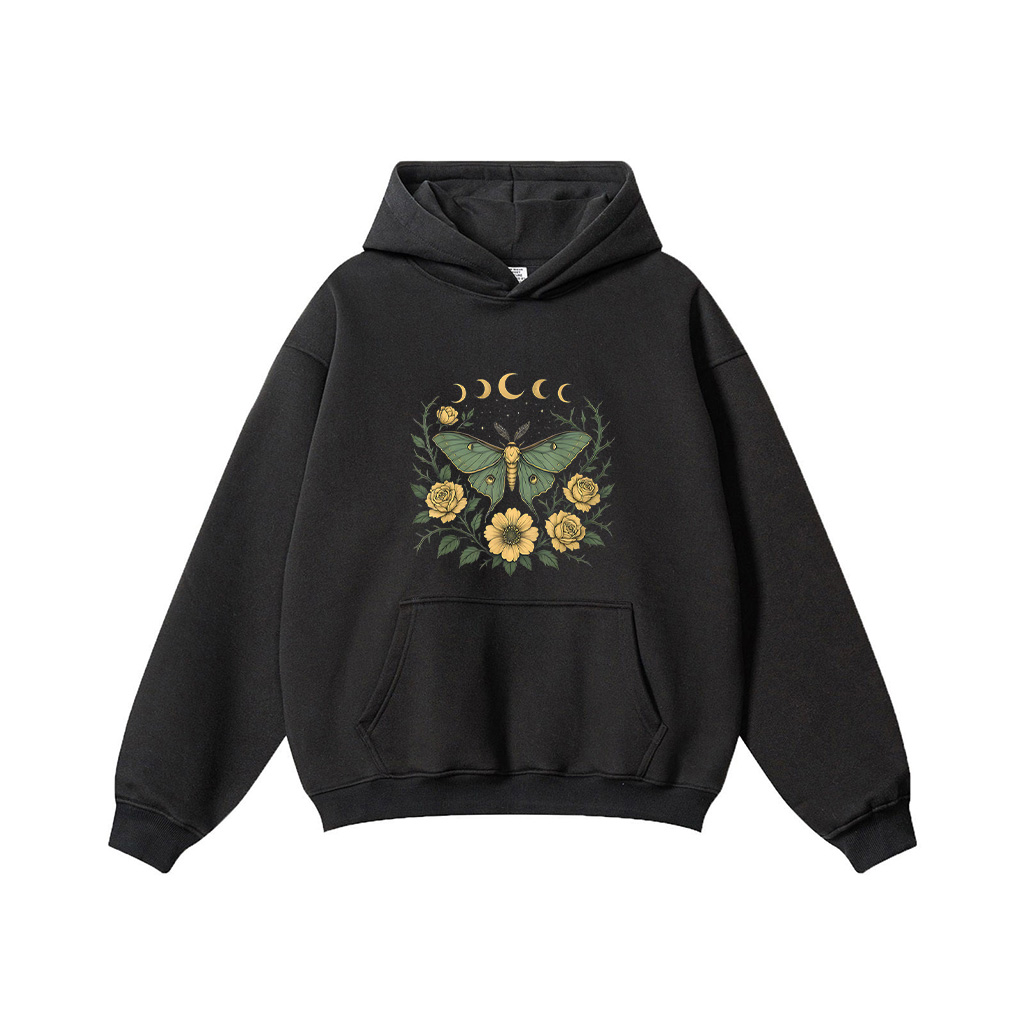Flowers Goblincore Moth And Butterfly Cottagecore Aesthetic Hoodie - Image 3