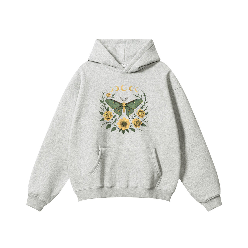 Flowers Goblincore Moth And Butterfly Cottagecore Aesthetic Hoodie - Image 5