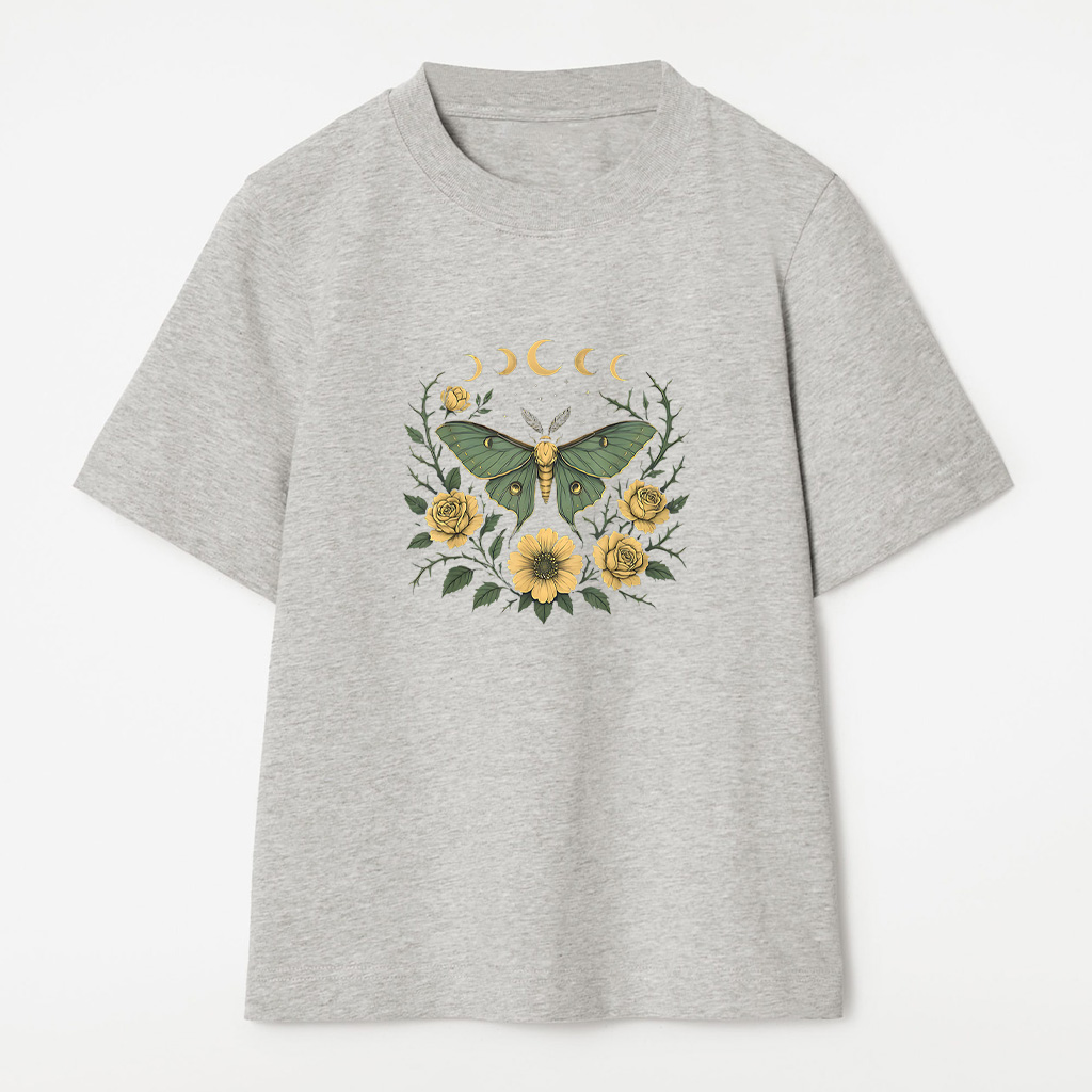 Flowers Goblincore Moth And Butterfly Cottagecore Aesthetic T-Shirt - Image 5