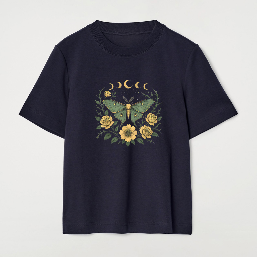 Flowers Goblincore Moth And Butterfly Cottagecore Aesthetic T-Shirt - Image 6