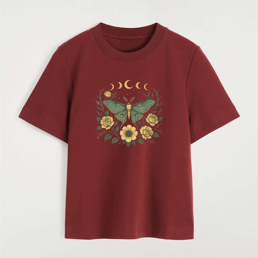 Flowers Goblincore Moth And Butterfly Cottagecore Aesthetic T-Shirt - Image 7
