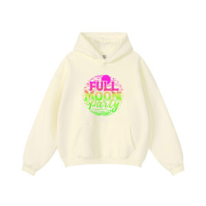 Full Moon Party Beach Funny Summer Vacation Woodcut Drinking Hoodie