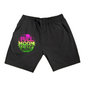Full Moon Party Beach Funny Summer Vacation Woodcut Drinking Shorts