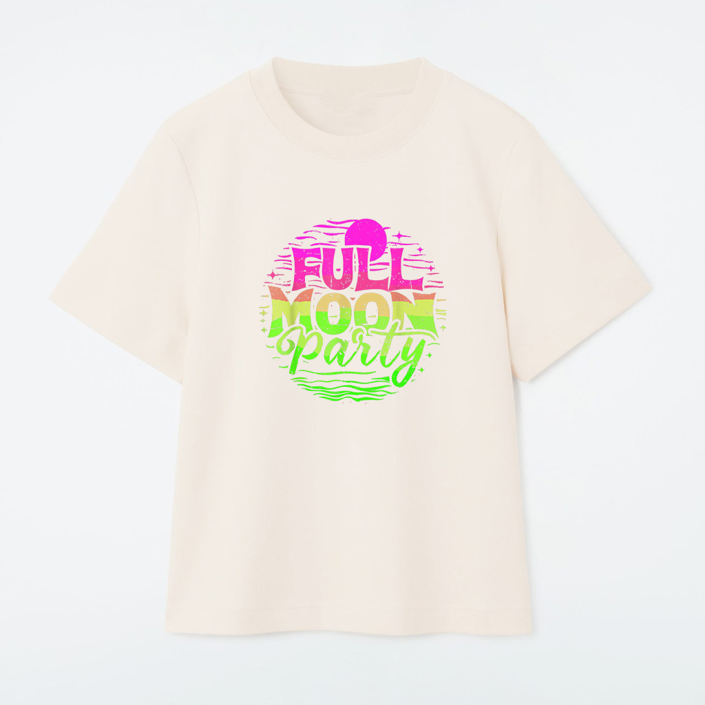 Full Moon Party Beach Funny Summer Vacation Woodcut Drinking T-Shirt