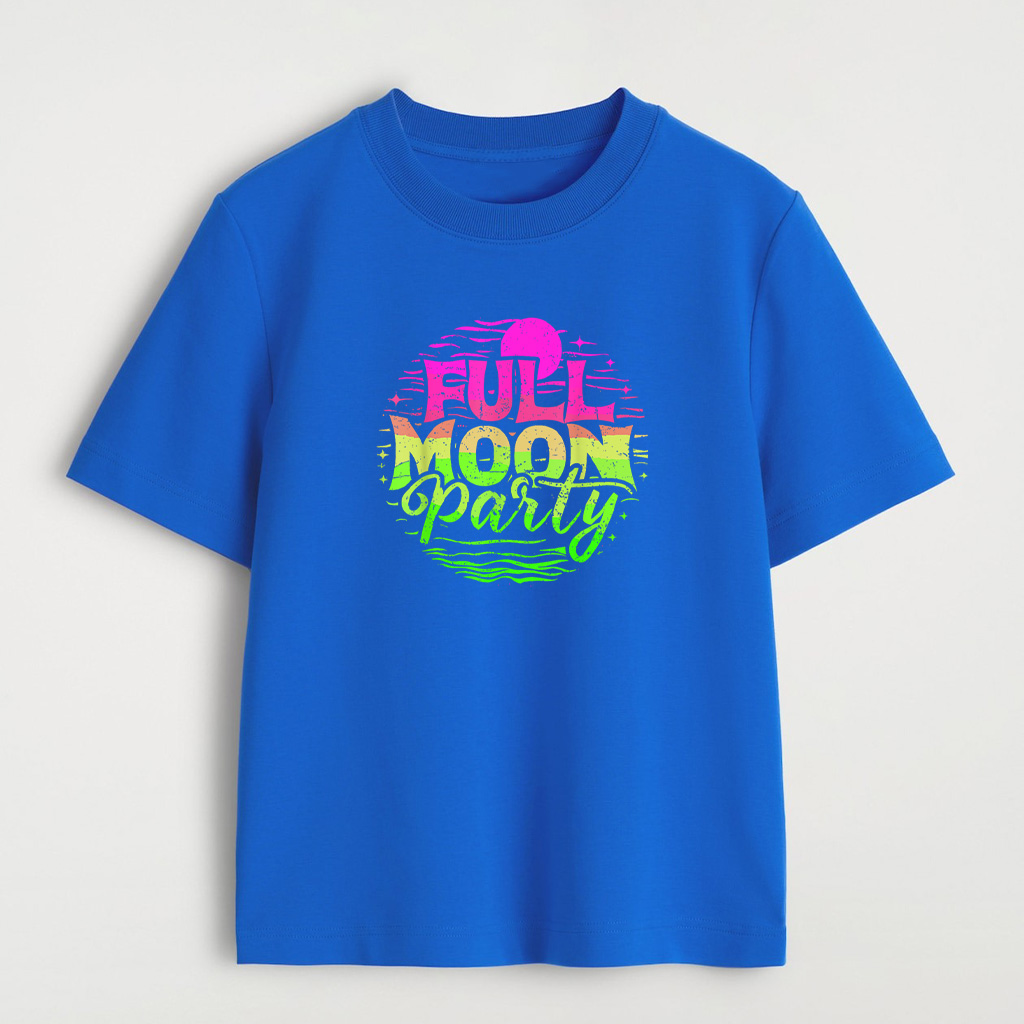 Full Moon Party Beach Funny Summer Vacation Woodcut Drinking T-Shirt - Image 4