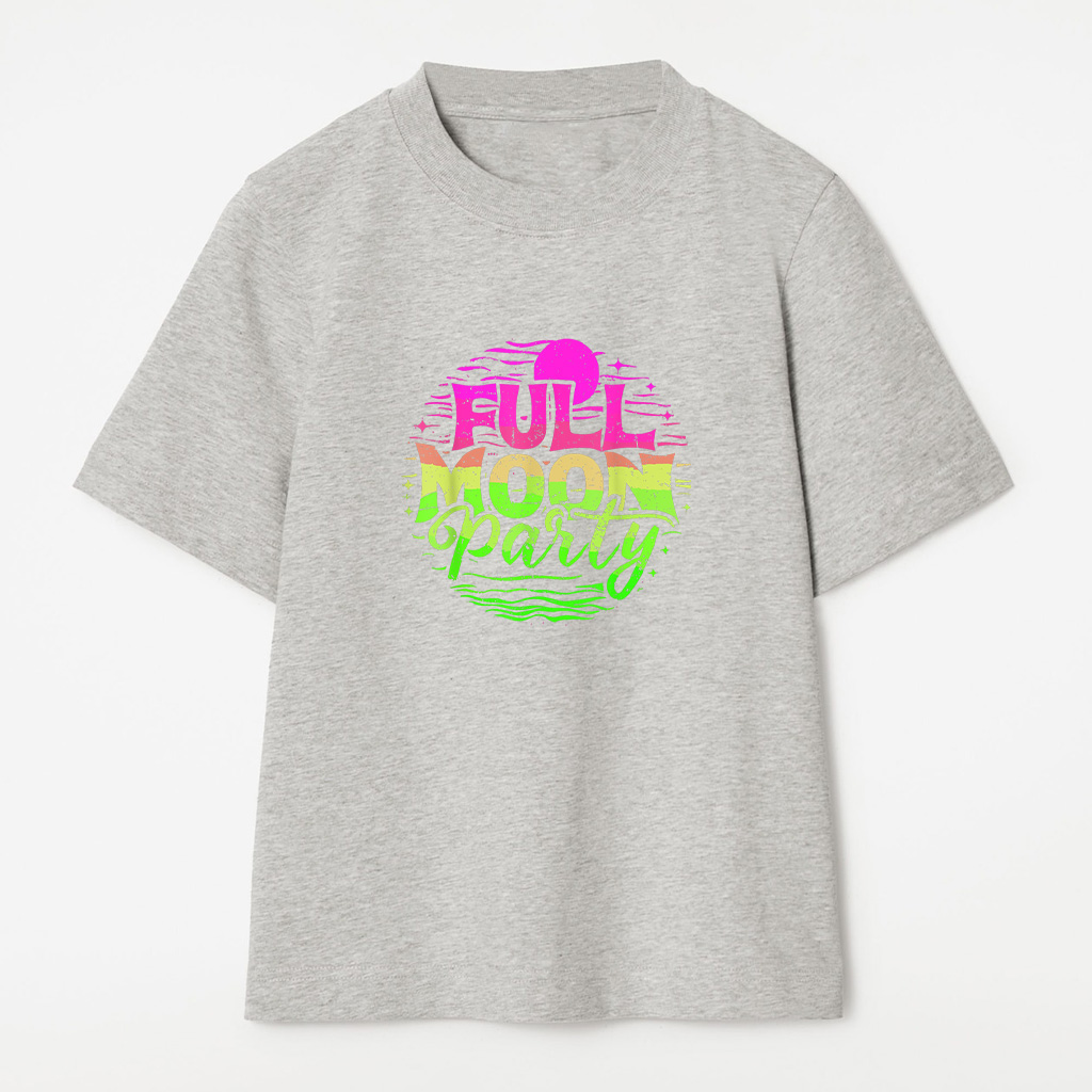 Full Moon Party Beach Funny Summer Vacation Woodcut Drinking T-Shirt - Image 5
