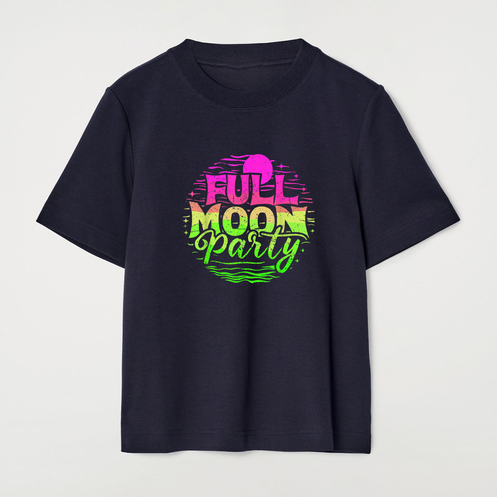 Full Moon Party Beach Funny Summer Vacation Woodcut Drinking T-Shirt - Image 6