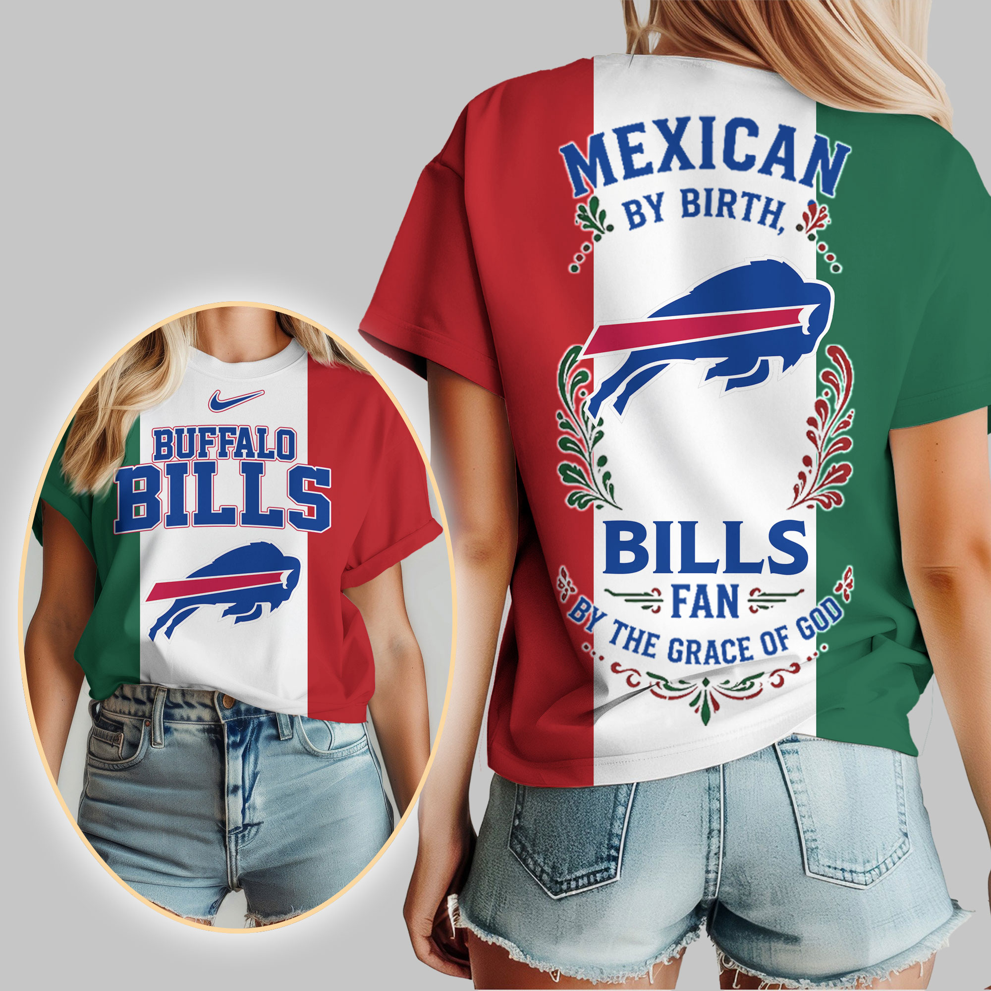 Buffalo Bills x Premium NFL Mexican By Birth Women Shirt TTH030603