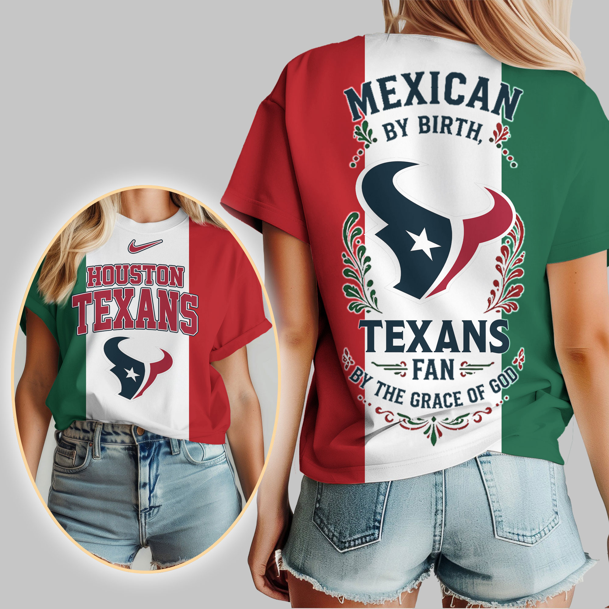 Houston Texans x Premium NFL Mexican By Birth Women Shirt TTH030603