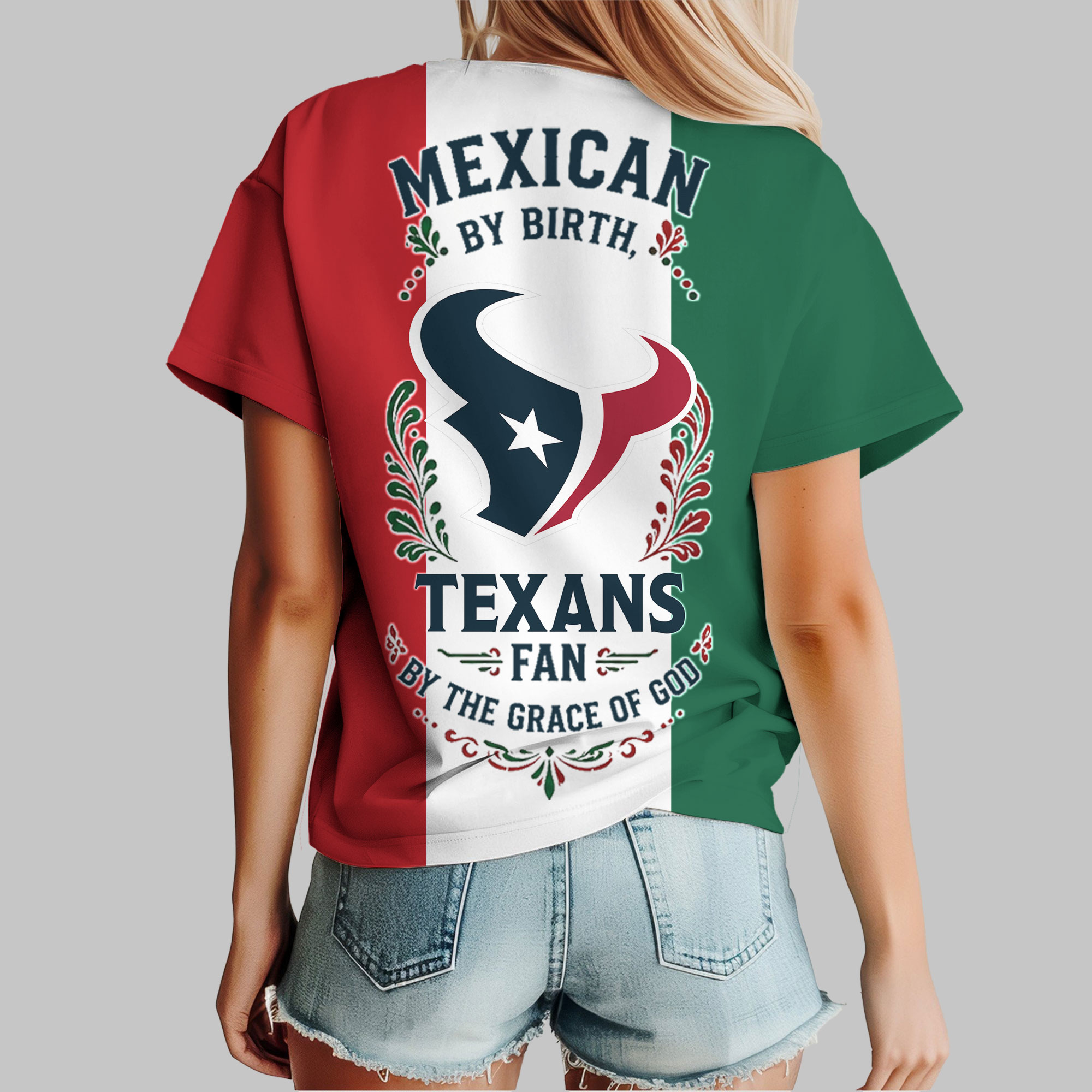 Houston Texans x Premium NFL Mexican By Birth Women Shirt TTH030603 - Image 3