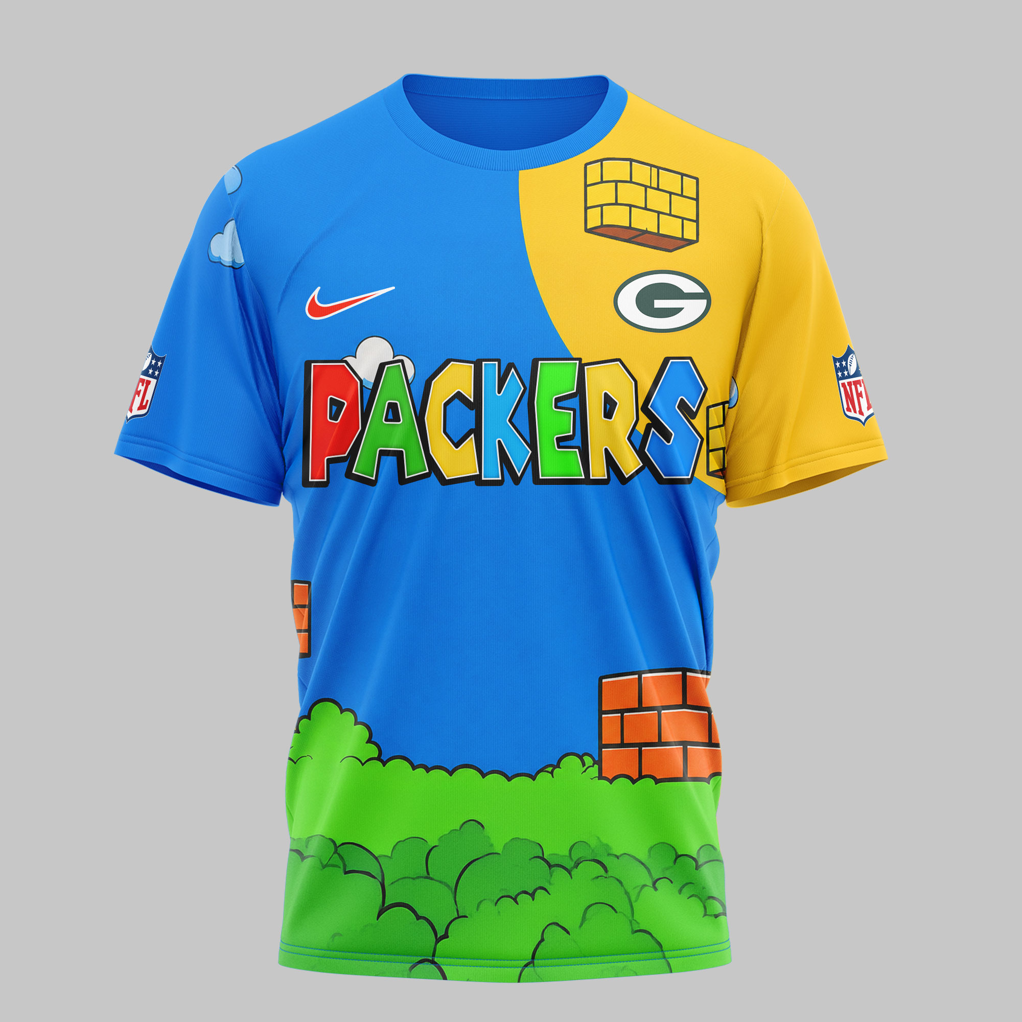 Green Bay Packers x Premium NFL Its a Me Mario 3D Shirt TTH030602 - Image 3
