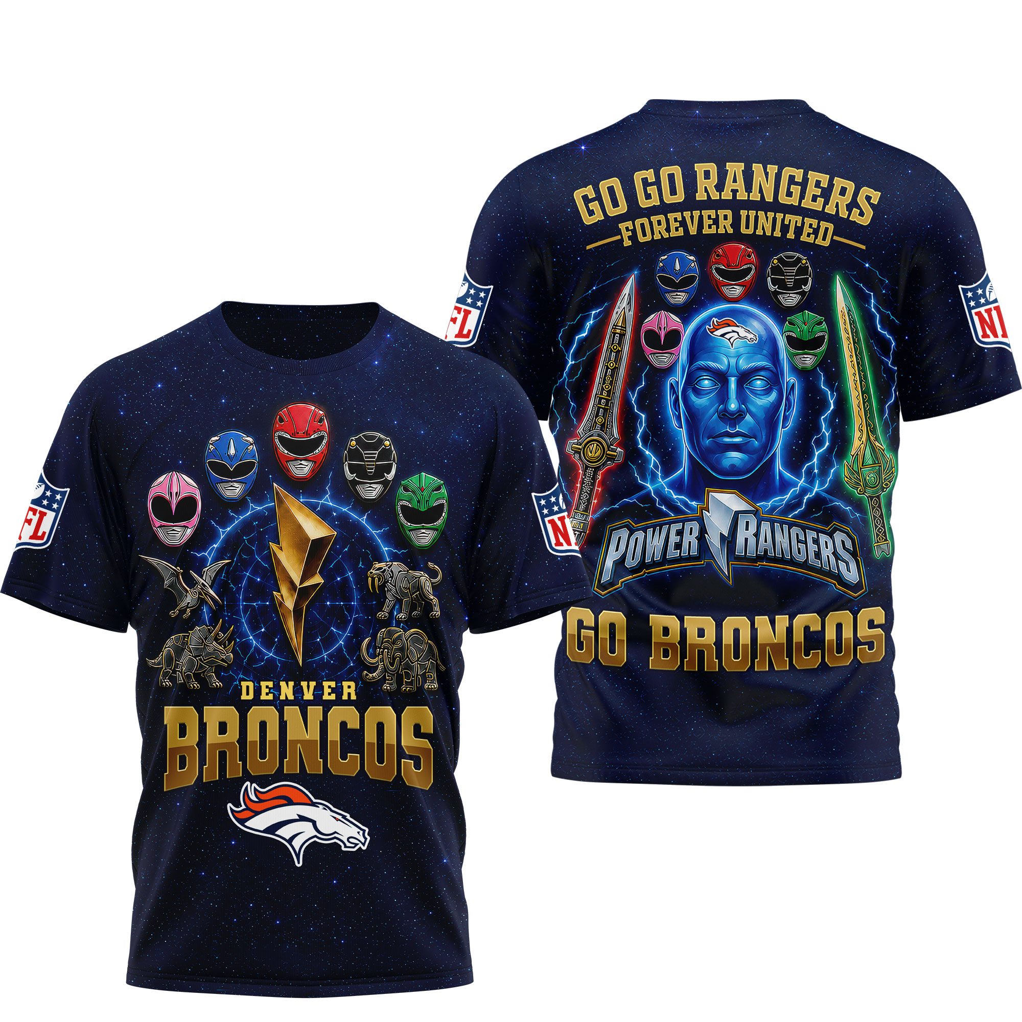 Denver Broncos x Premium NFL Go Go Rangers 3D Shirt TTH030601