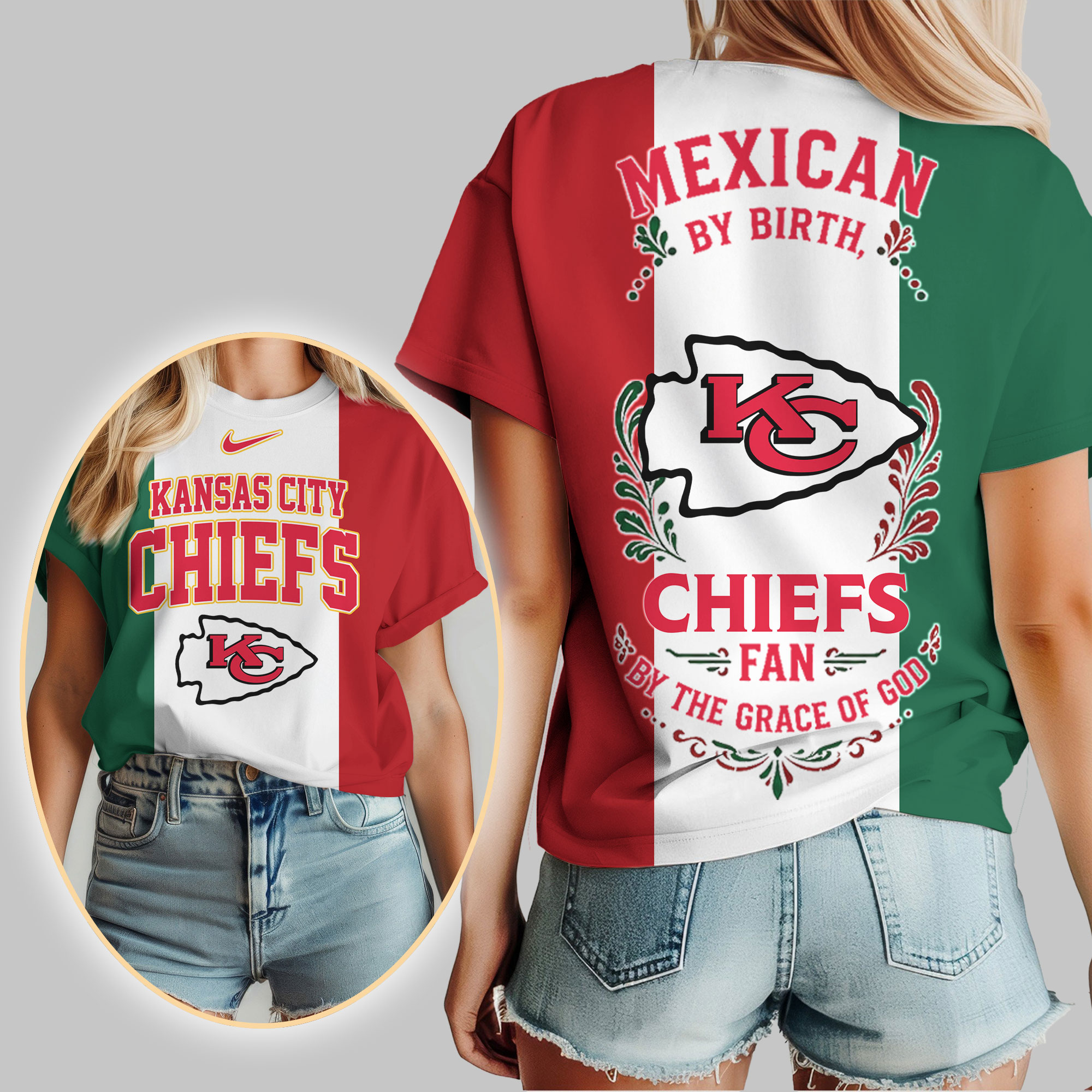 Kansas City Chiefs x Premium NFL Mexican By Birth Women Shirt TTH030603