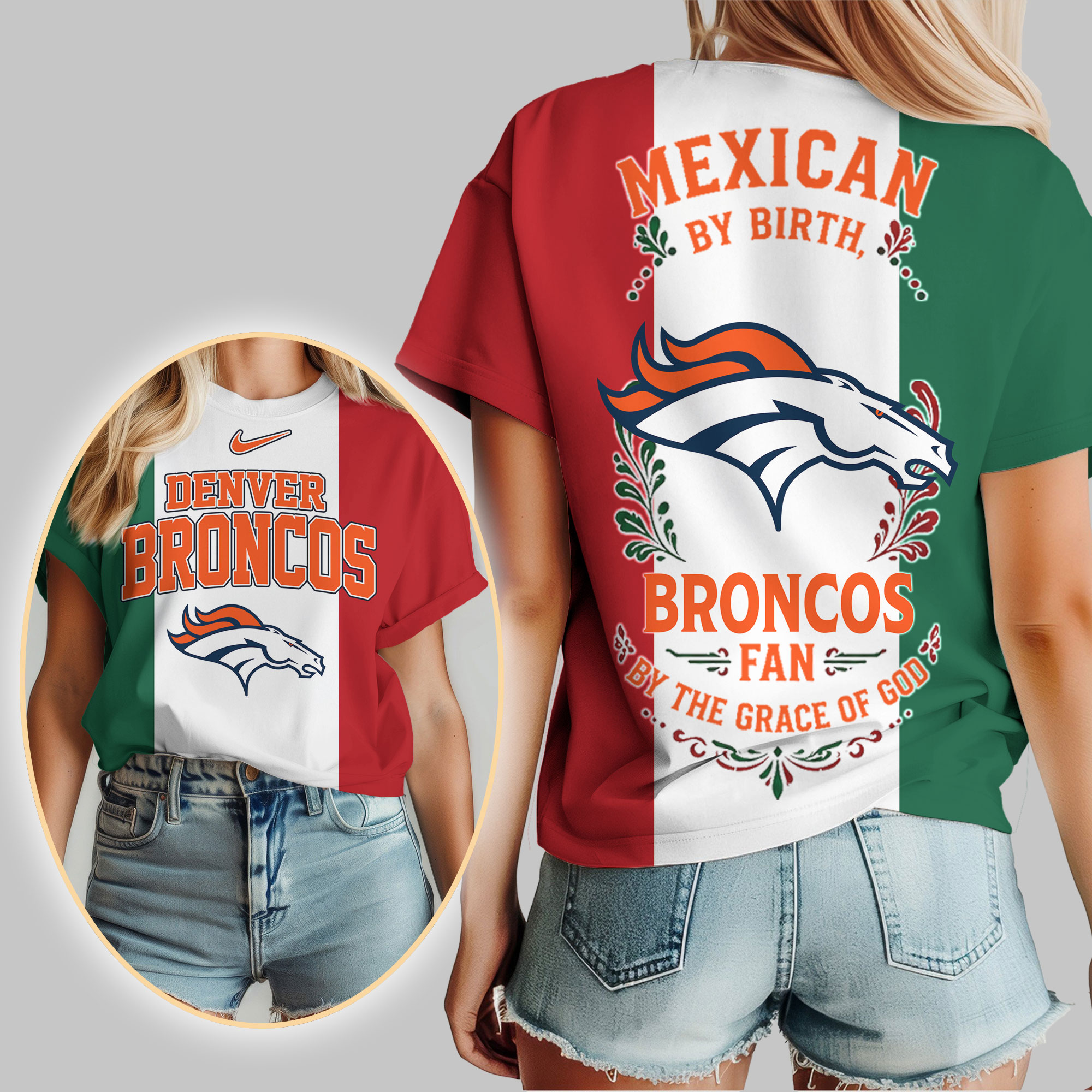 Denver Broncos x Premium NFL Mexican By Birth Women Shirt TTH030603
