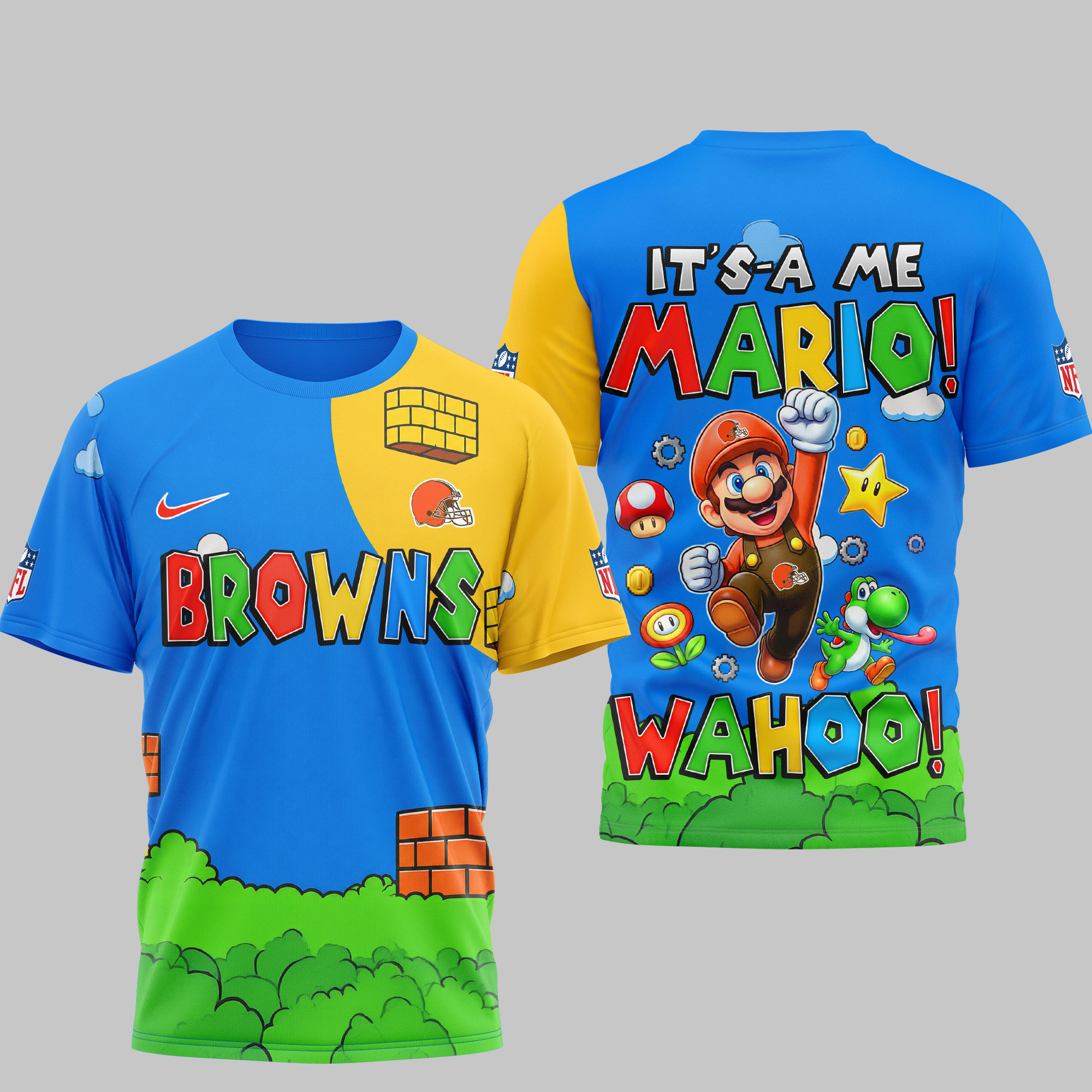 Cleveland Browns x Premium NFL Its a Me Mario 3D Shirt TTH030602