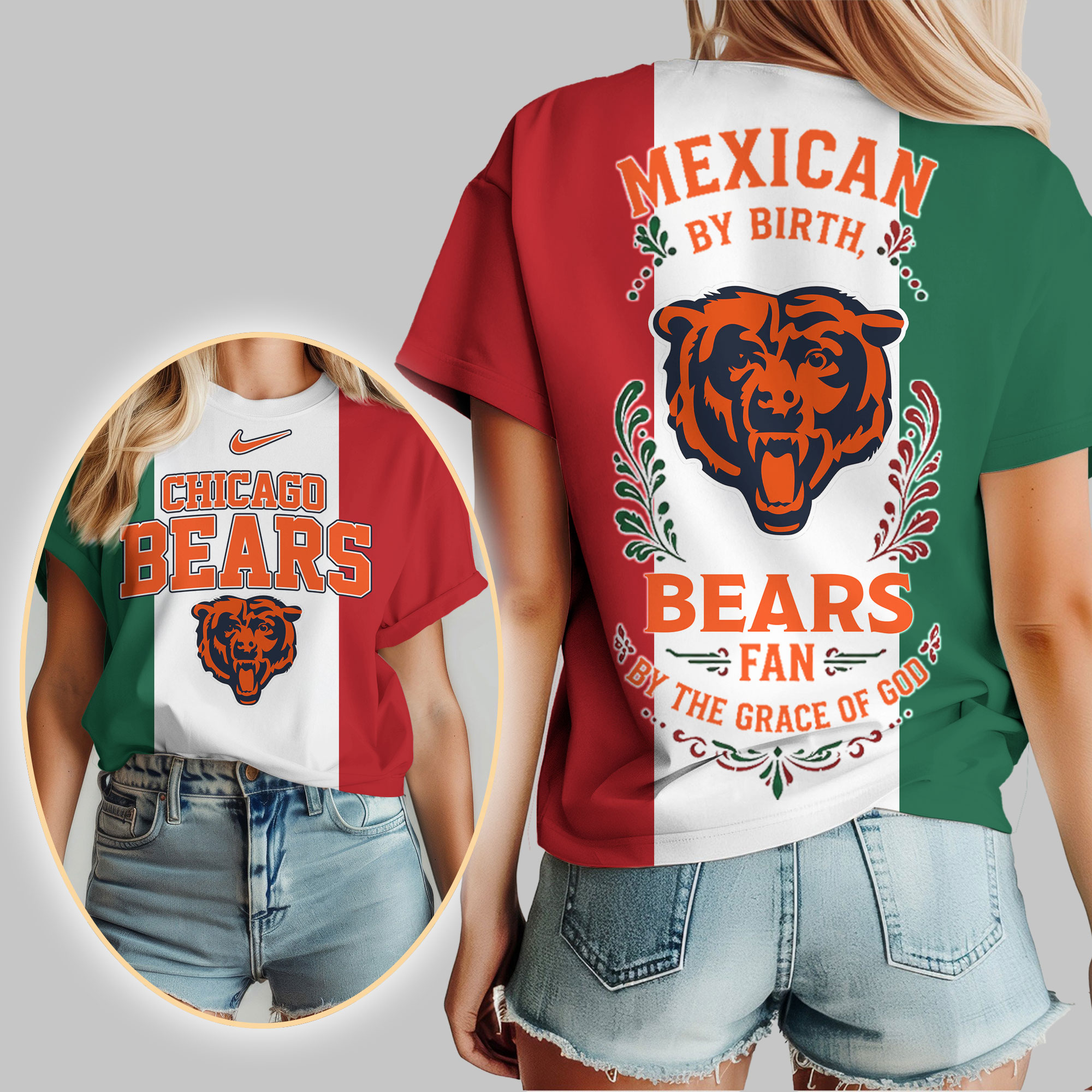 Chicago Bears x Premium NFL Mexican By Birth Women Shirt TTH030603