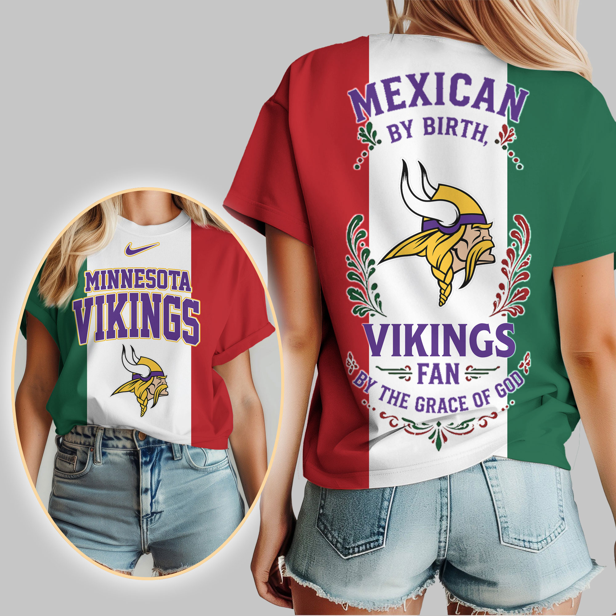 Minnesota Vikings x Premium NFL Mexican By Birth Women Shirt TTH030603