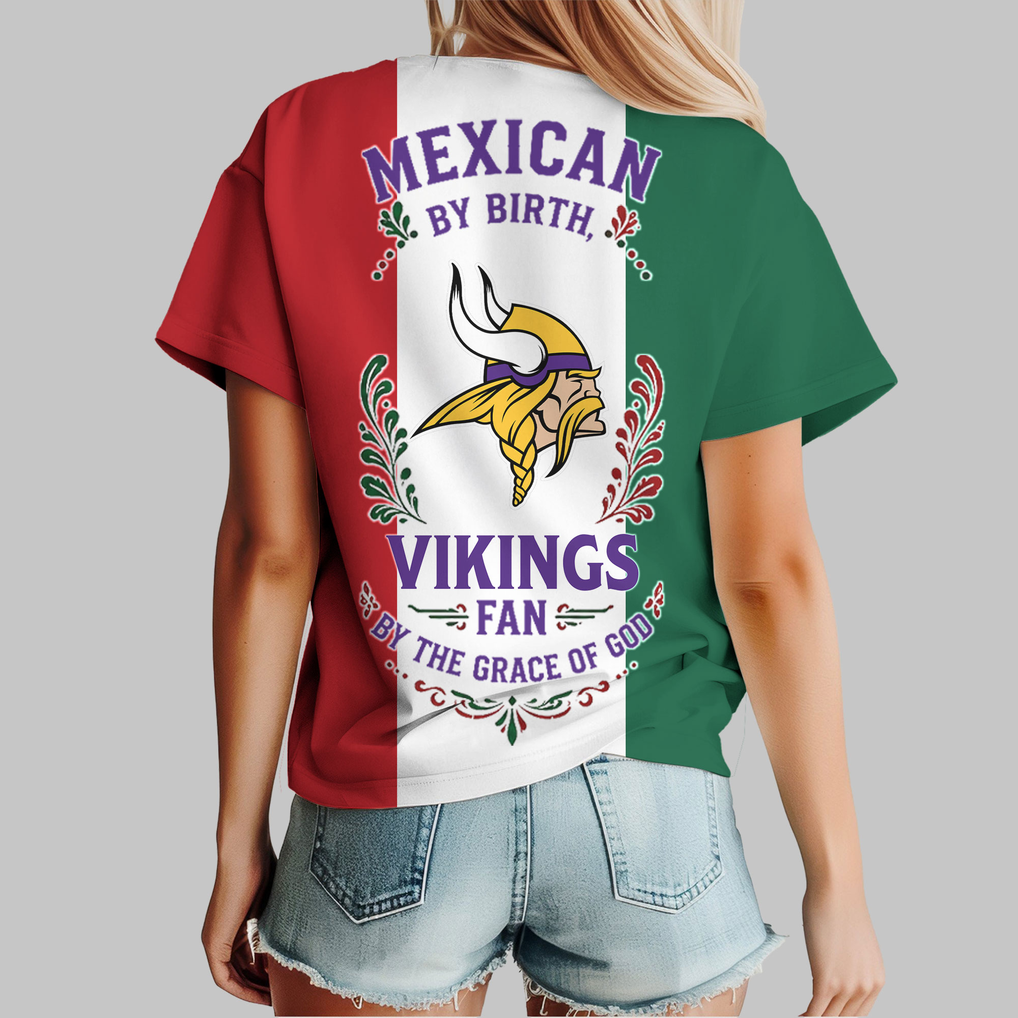 Minnesota Vikings x Premium NFL Mexican By Birth Women Shirt TTH030603 - Image 3