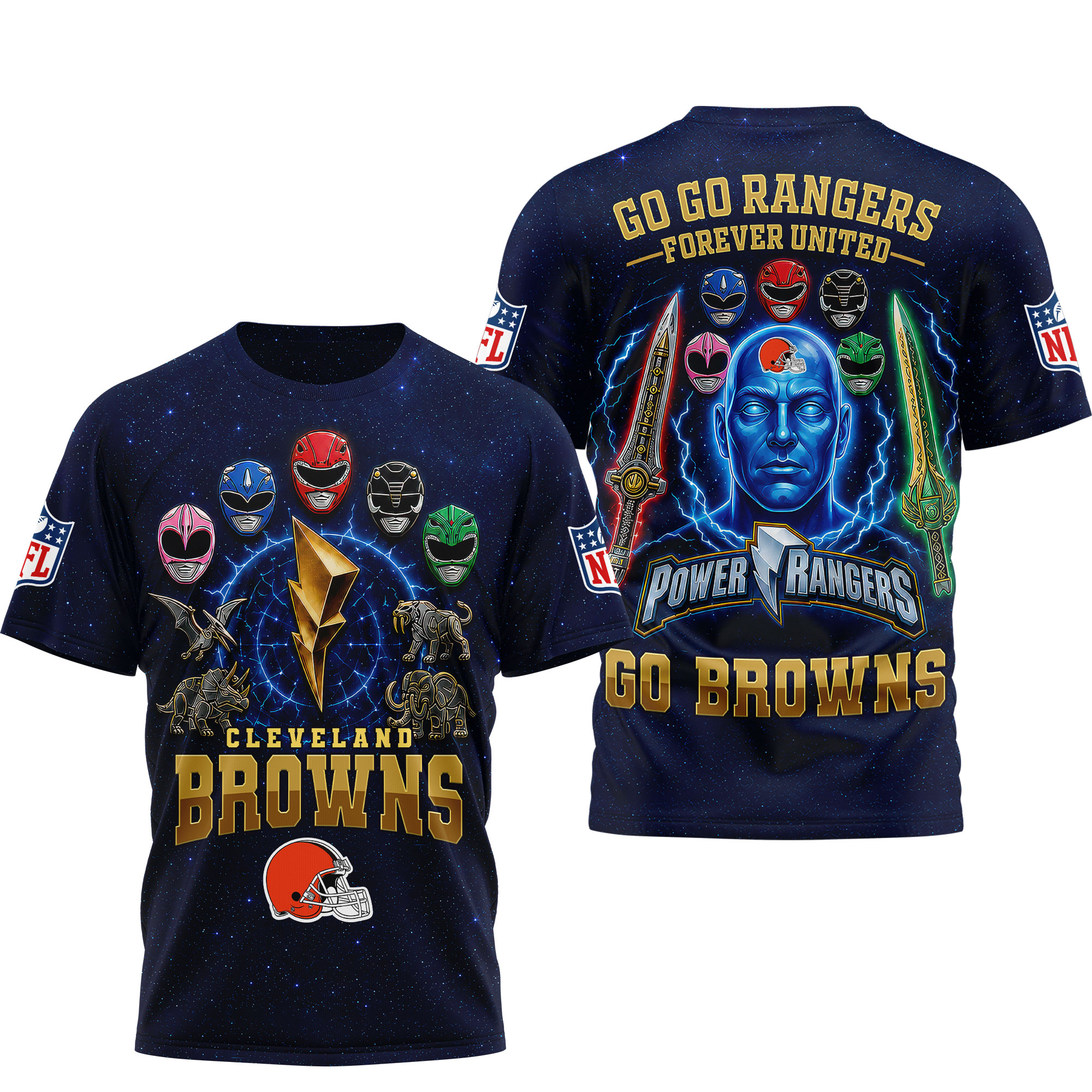 Cleveland Browns x Premium NFL Go Go Rangers 3D Shirt TTH030601