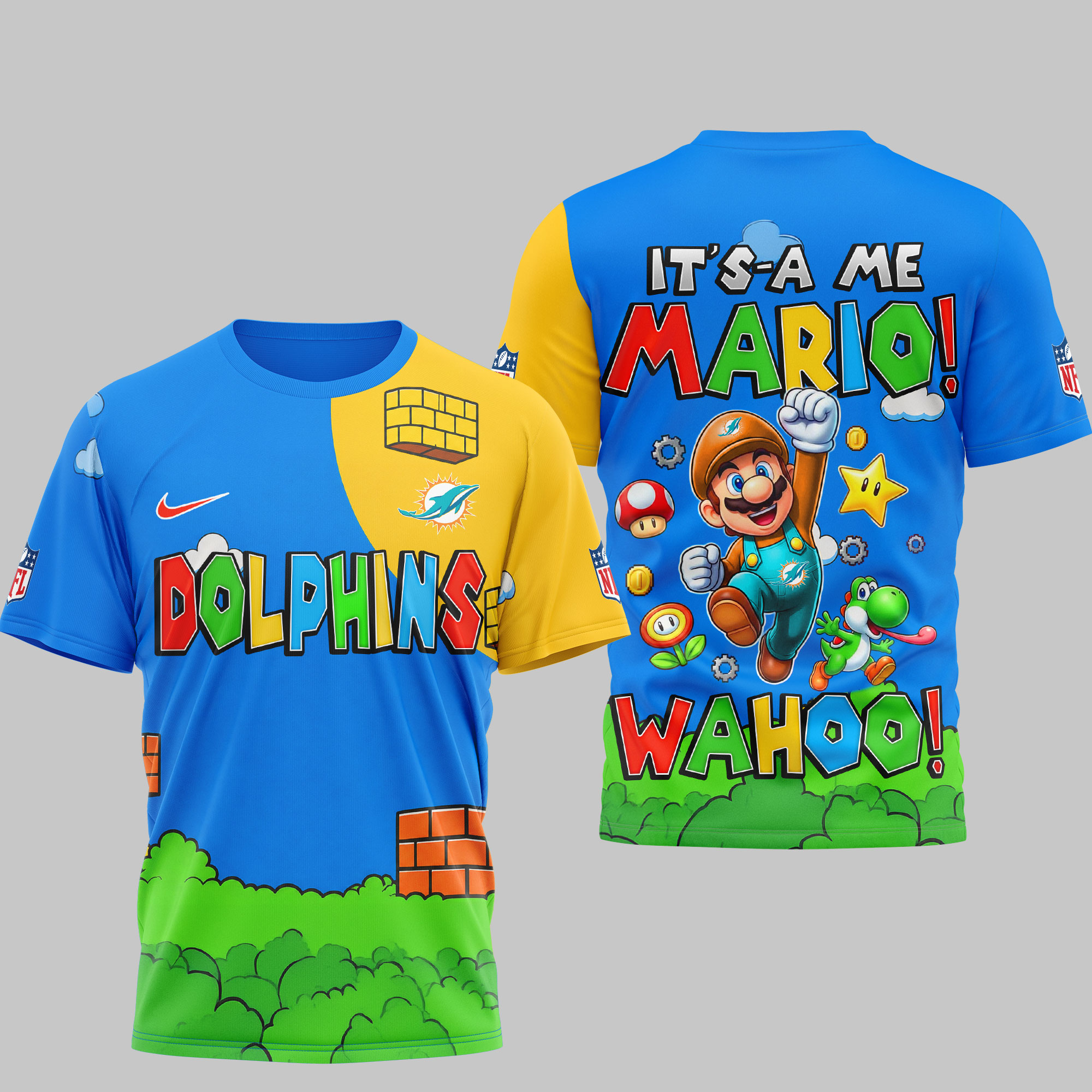 Miami Dolphins x Premium NFL Its a Me Mario 3D Shirt TTH030602