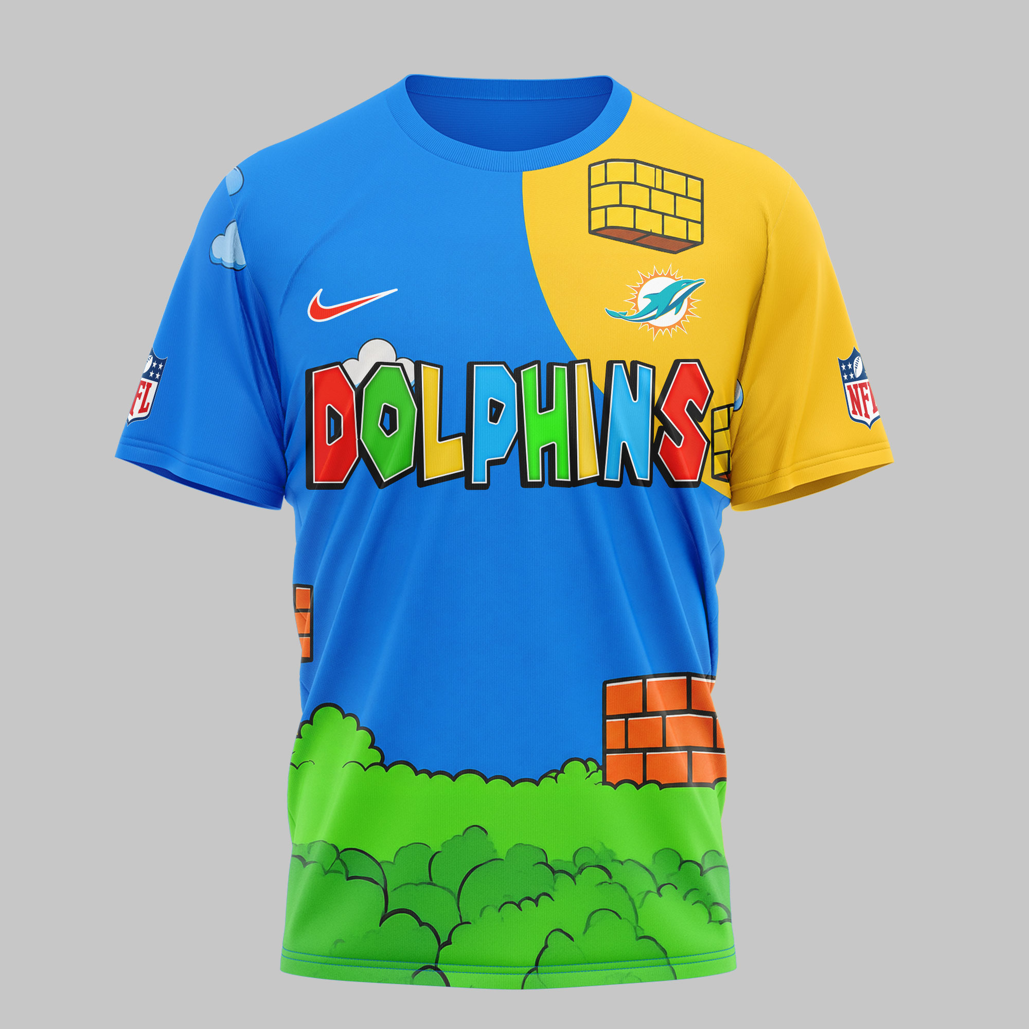 Miami Dolphins x Premium NFL Its a Me Mario 3D Shirt TTH030602 - Image 3