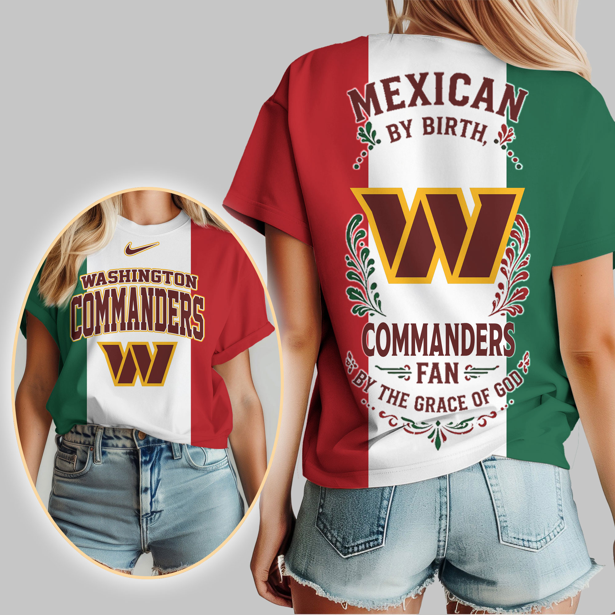 Washington Commanders x Premium NFL Mexican By Birth Women Shirt TTH030603