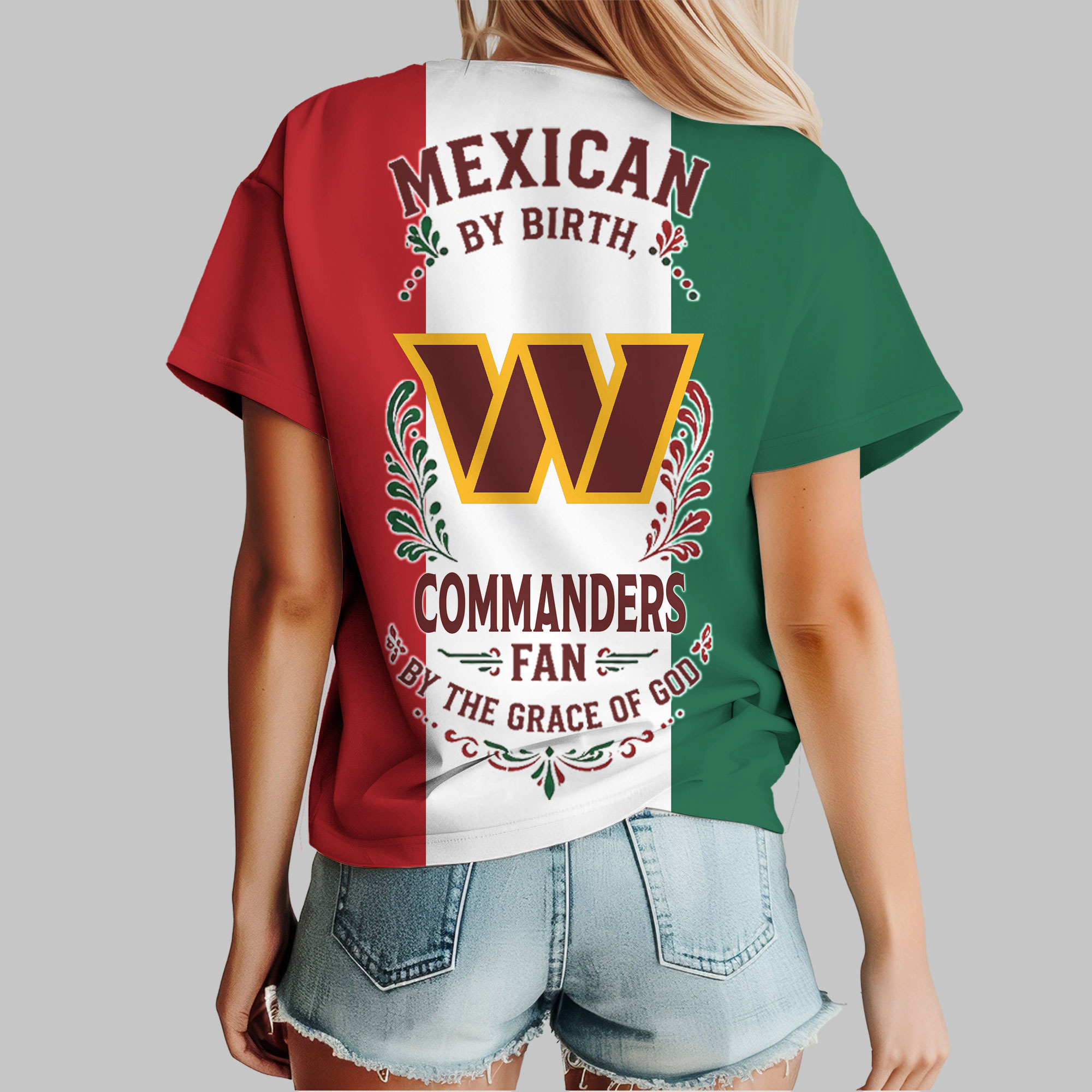Washington Commanders x Premium NFL Mexican By Birth Women Shirt TTH030603 - Image 3