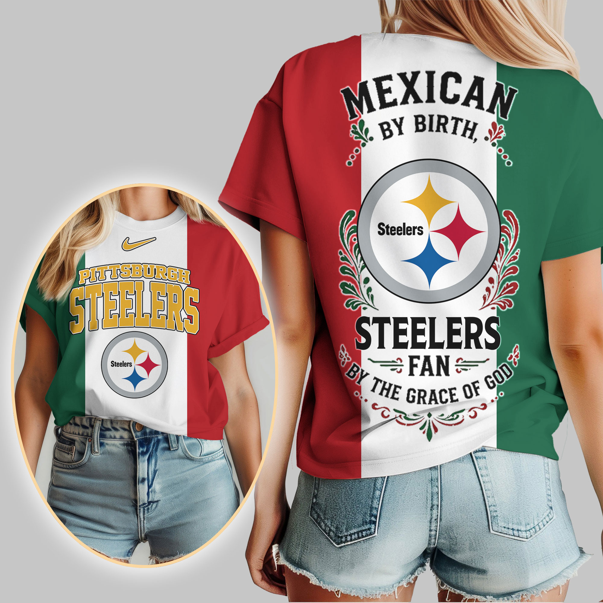 Pittsburgh Steelers x Premium NFL Mexican By Birth Women Shirt TTH030603