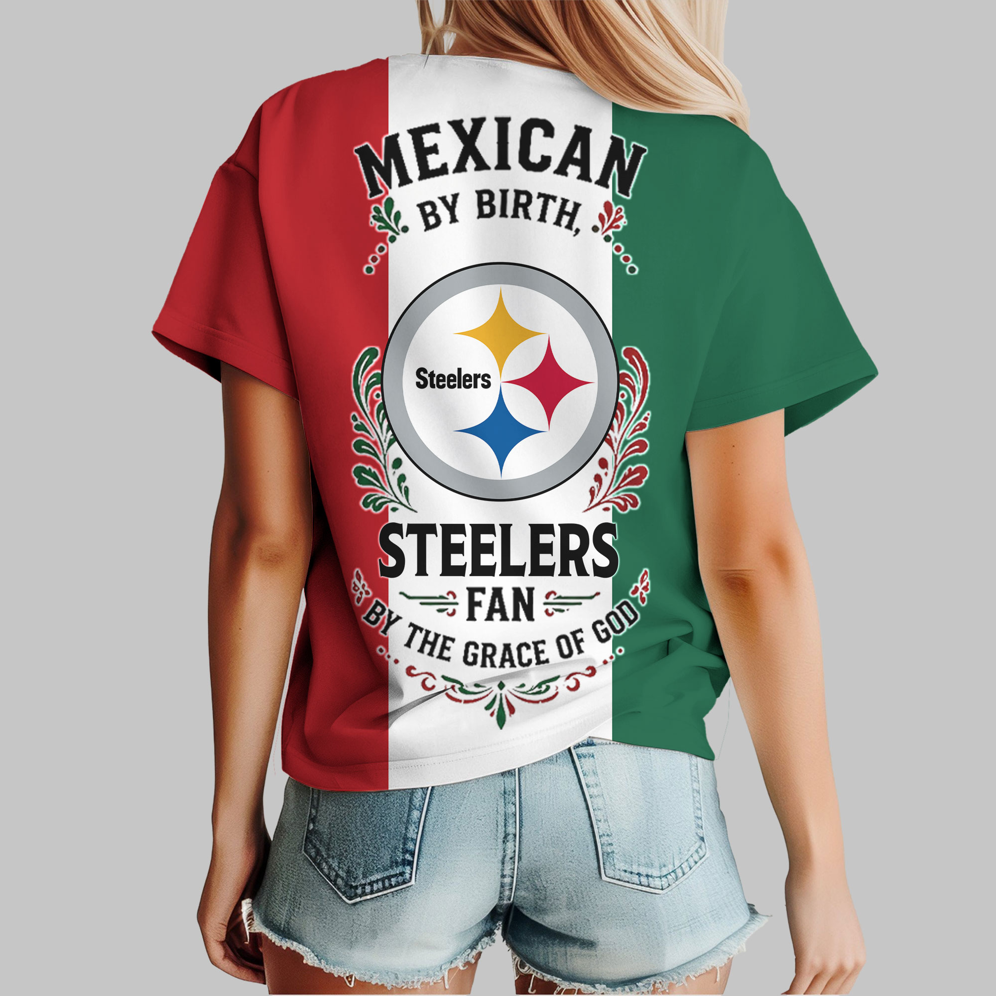 Pittsburgh Steelers x Premium NFL Mexican By Birth Women Shirt TTH030603 - Image 3