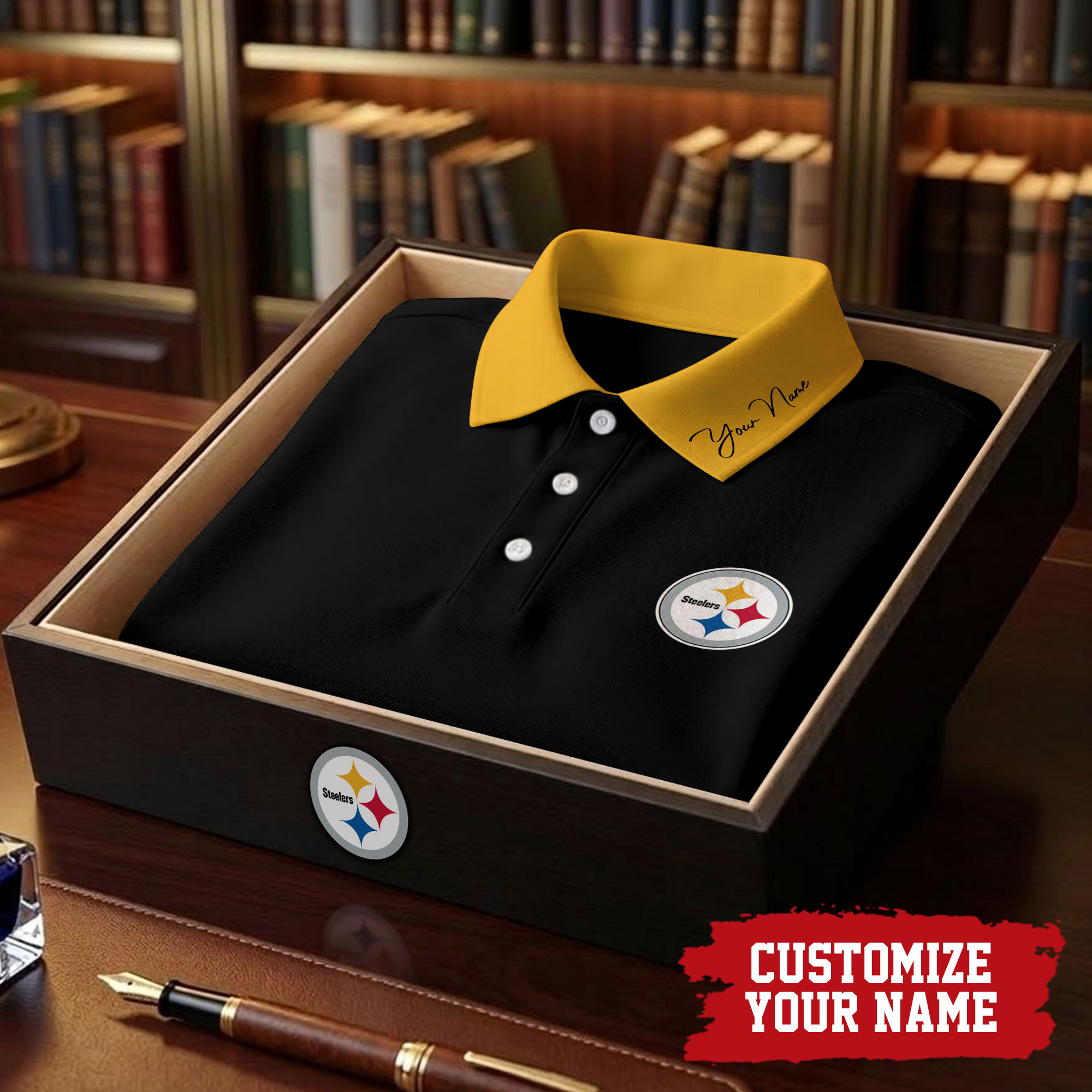 Pittsburgh Steelers x Premium NFL Touchdown Custom Polo Shirt TTH040605 - Image 3