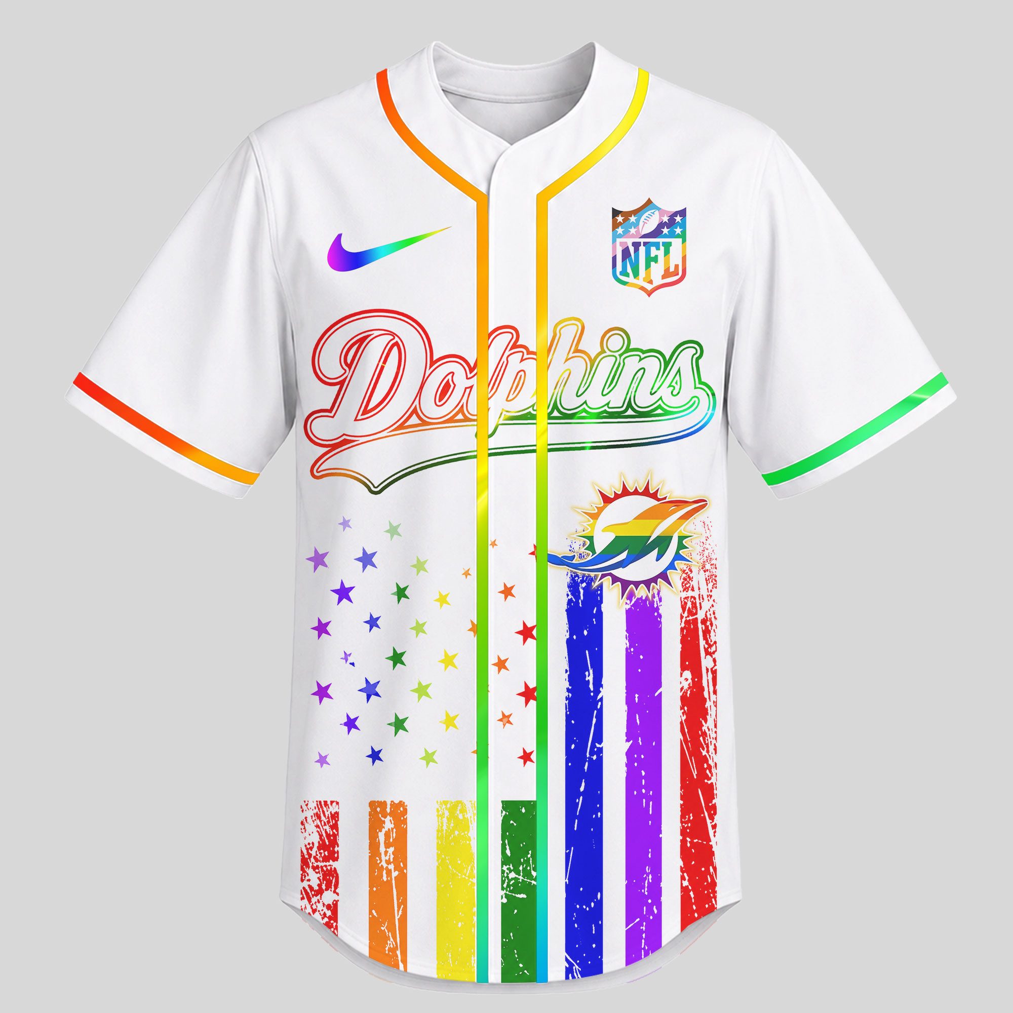 Miami Dolphins x Premium NFL Pride Love Limited Edition Baseball Jersey TTH040606