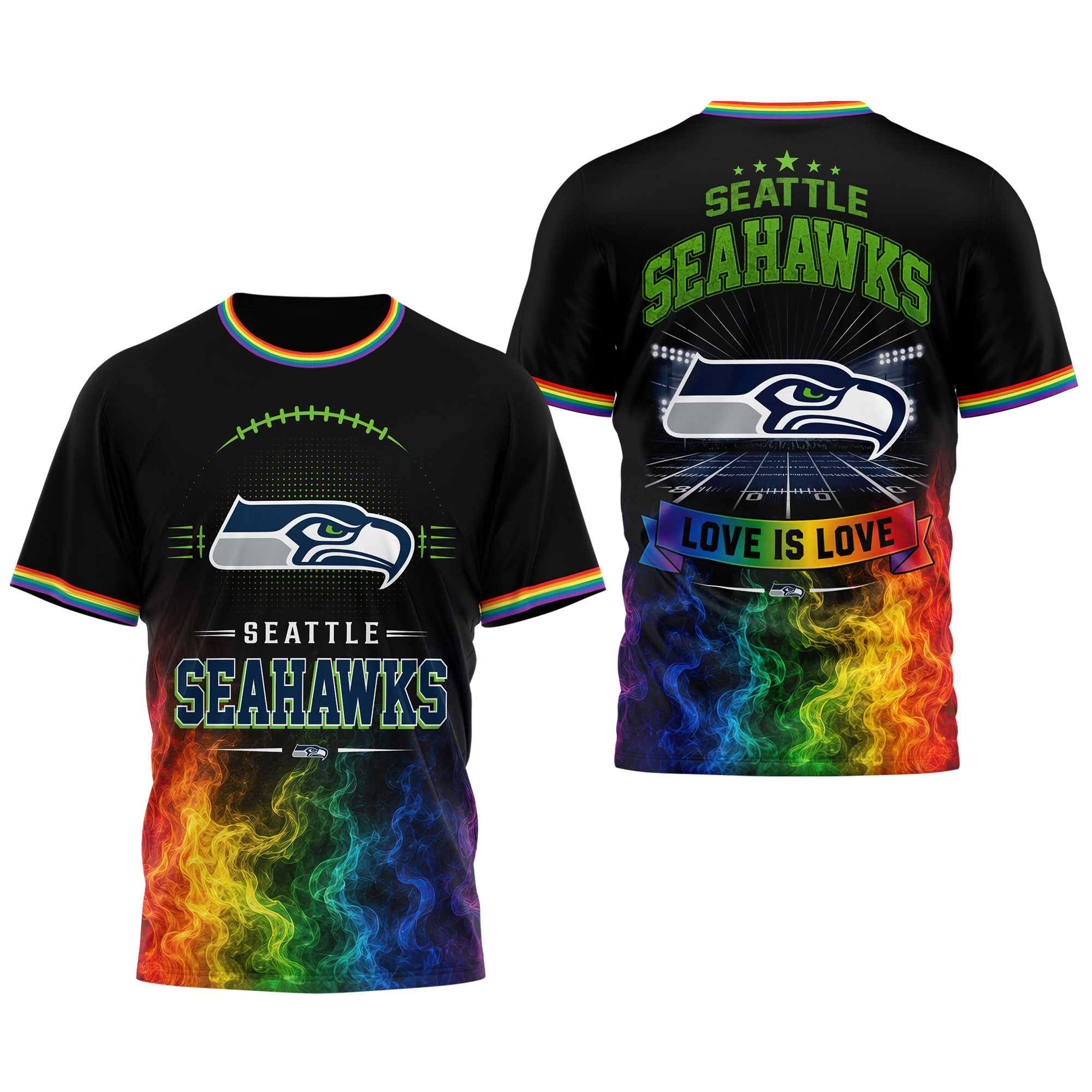 Seattle Seahawks x Premium NFL Love Is Love 3D Shirt TTH060605 - Image 3