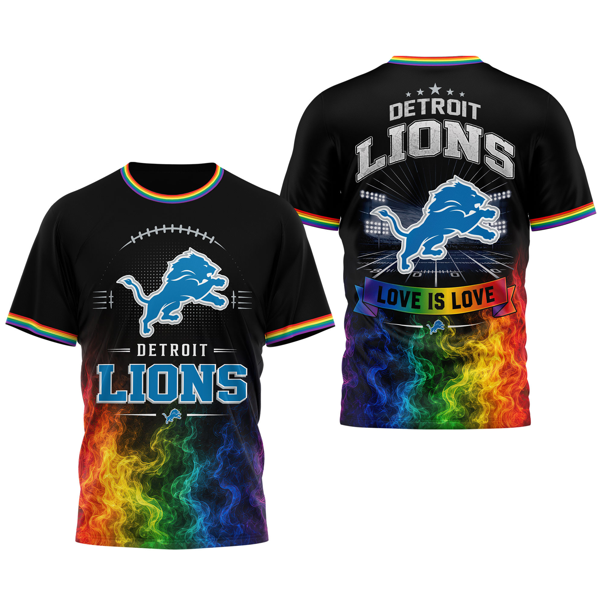 Detroit Lions x Premium NFL Love Is Love 3D Shirt TTH060605 - Image 3