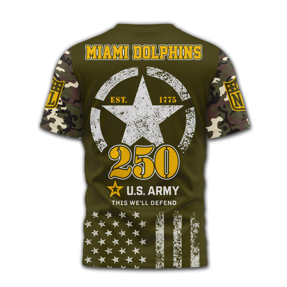 Miami Dolphins x Premium NFL Military Pride 3D Shirt TTH060609 - Image 2