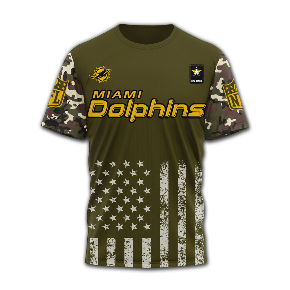 Miami Dolphins x Premium NFL Military Pride 3D Shirt TTH060609