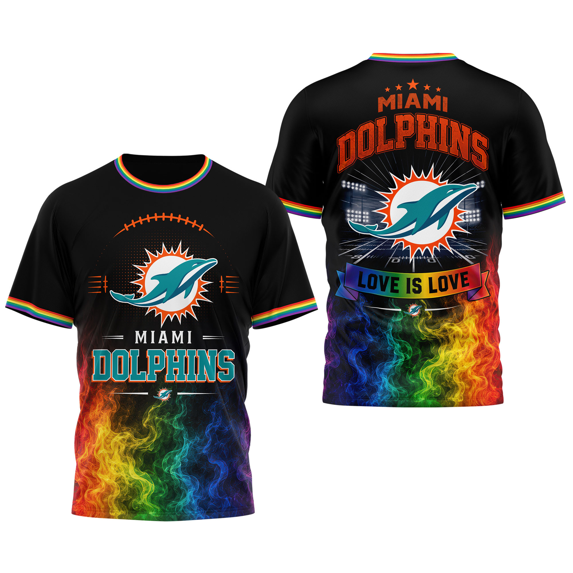 Miami Dolphins x Premium NFL Love Is Love 3D Shirt TTH060605 - Image 3