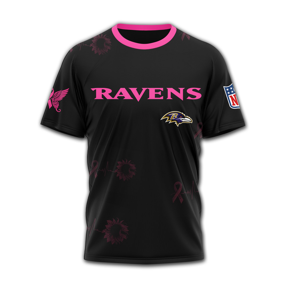 Baltimore Ravens x Premium NFL Hope Pink Ribbon 3D Shirt TTH060607