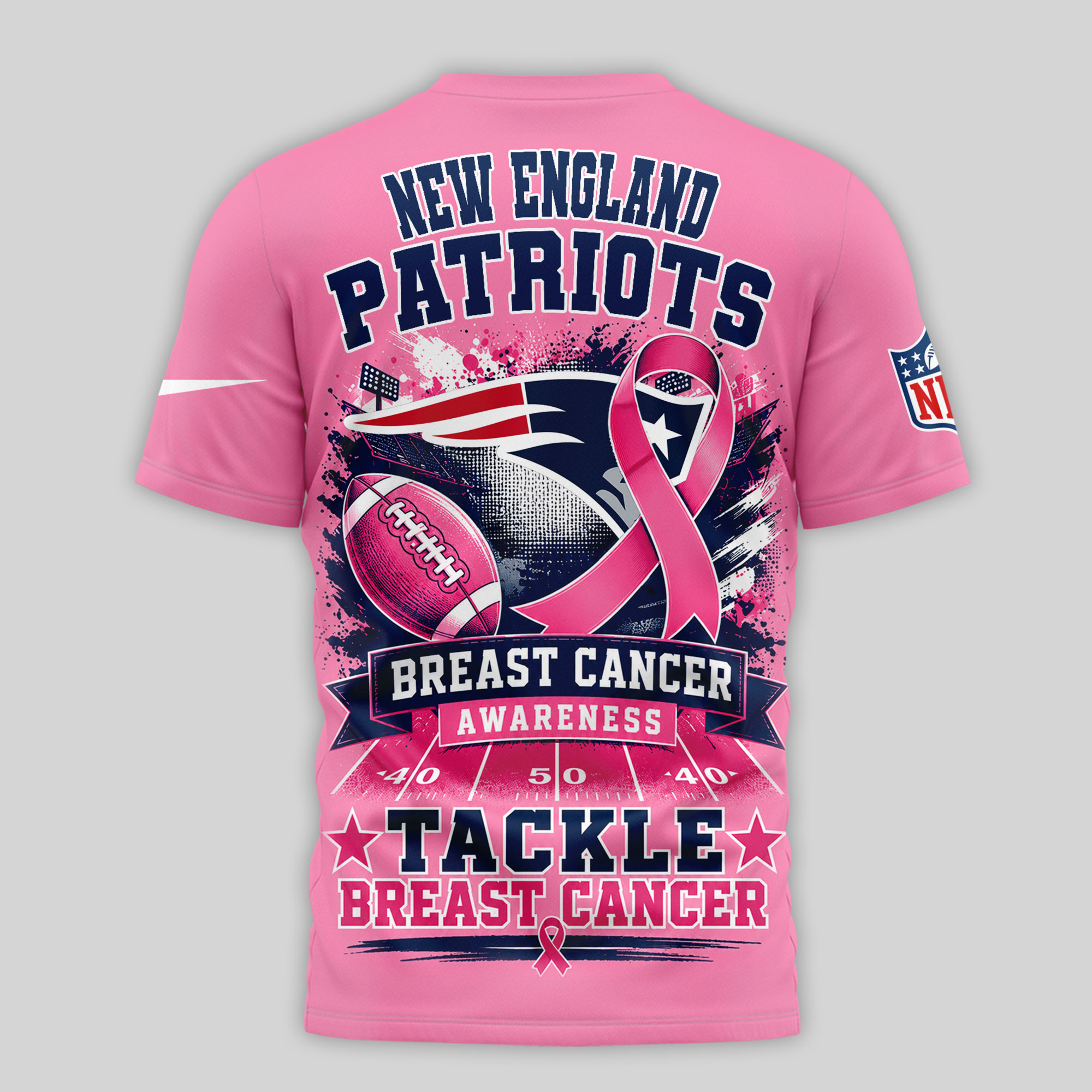 New England Patriots x Premium NFL Tackle Breast Cancer Awareness 3D Shirt TTH060608 - Image 2