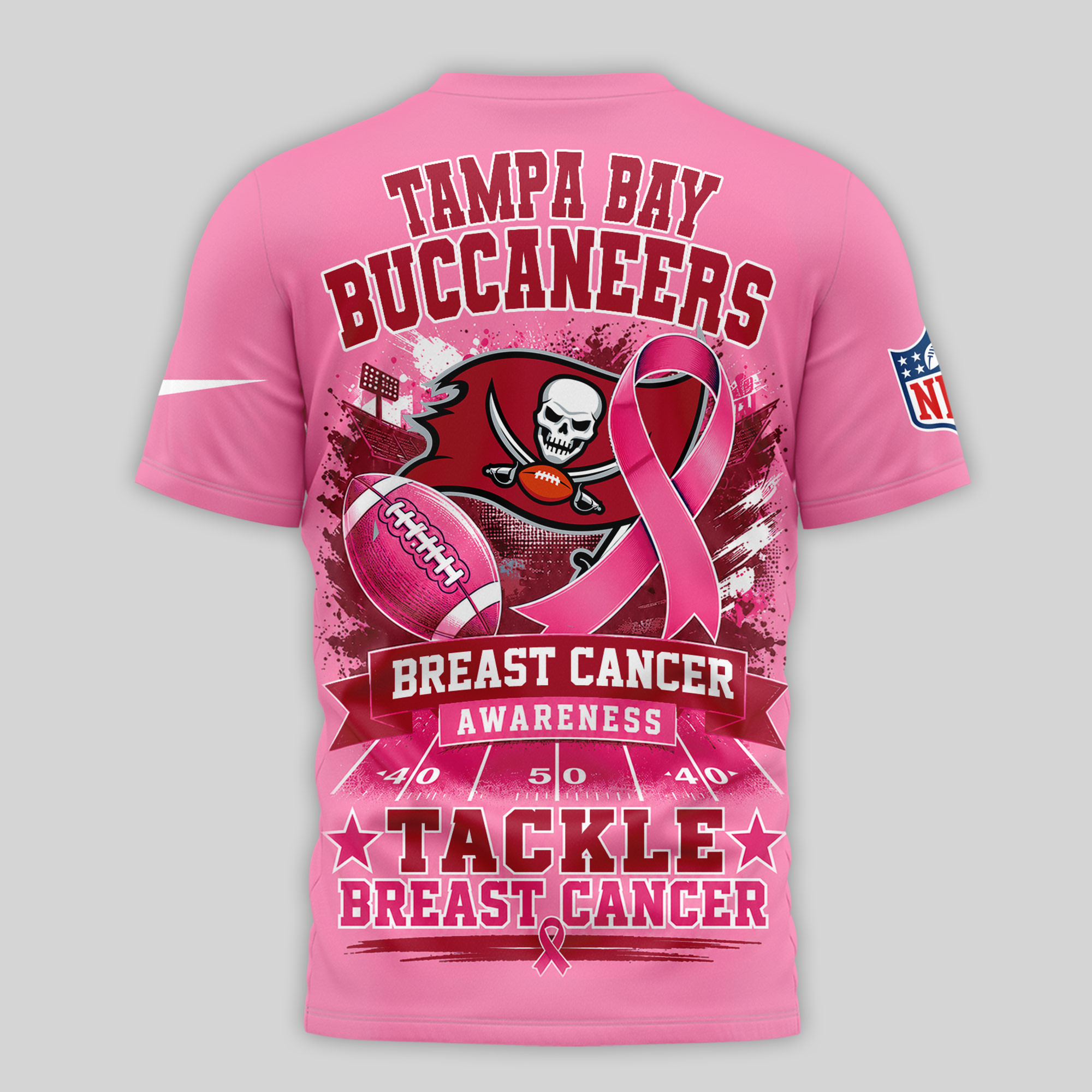 Tampa Bay Buccaneers x Premium NFL Tackle Breast Cancer Awareness 3D Shirt TTH060608 - Image 2