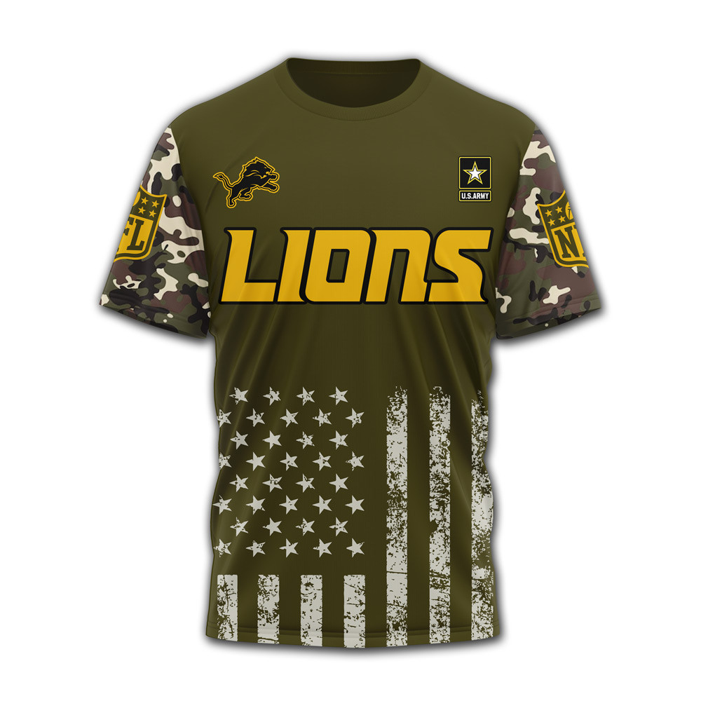 Detroit Lions x Premium NFL Military Pride 3D Shirt TTH060609
